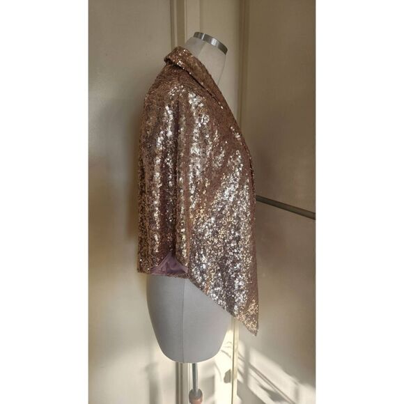 Living Doll Rose Gold Sequin swing front  short jacket,  sz Sml, NWT - Picture 3 of 8